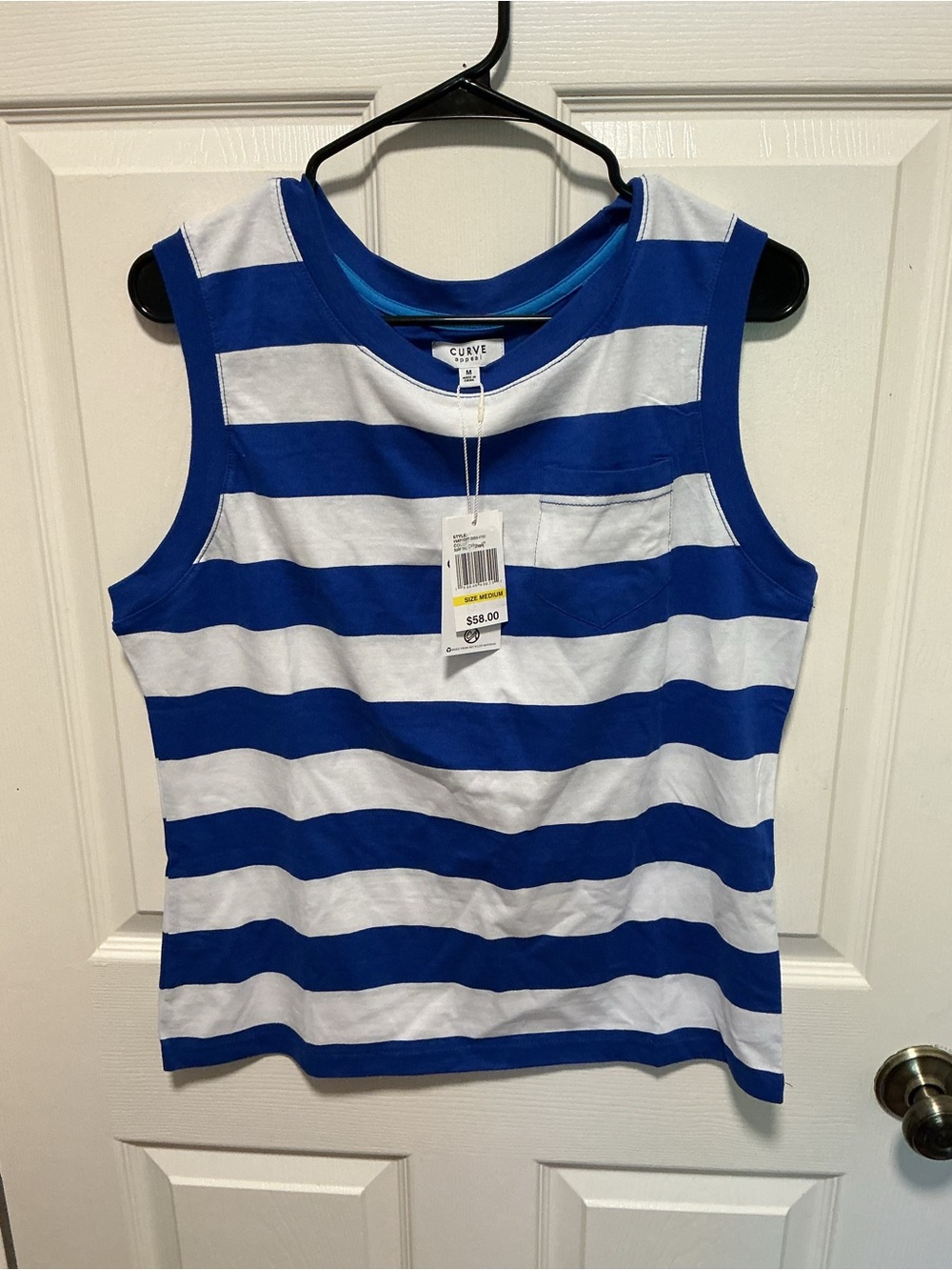 NWT Curve Appeal Blue & White Striped Tank Top NWT Medium Coastal Nautical